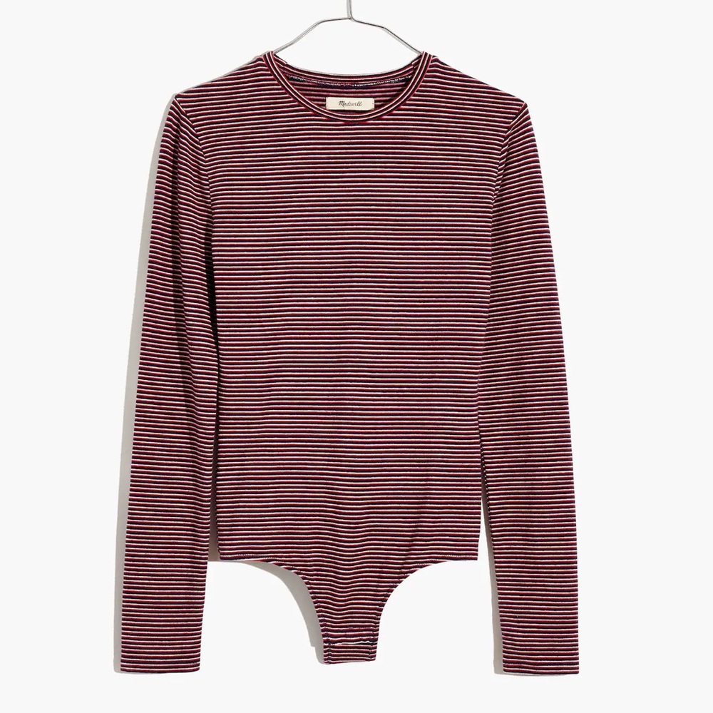 Madewell Crewneck Long-Sleeve Bodysuit in Stripe size 3x
